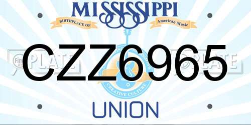 CZZ6965 Mississippi License Plate