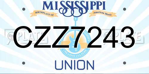 CZZ7243 Mississippi License Plate