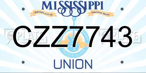 CZZ7743 Mississippi License Plate