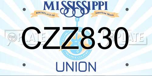 CZZ830 Mississippi License Plate