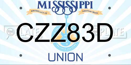 CZZ83D Mississippi License Plate