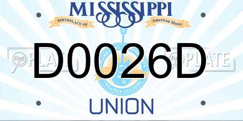 D0026D Mississippi License Plate