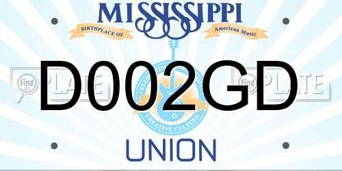 D002GD Mississippi License Plate