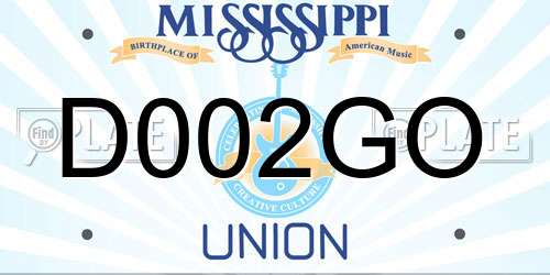 D002GO Mississippi License Plate