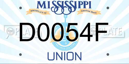 D0054F Mississippi License Plate