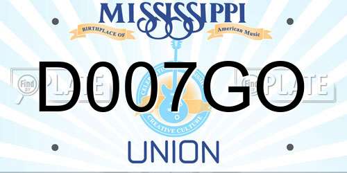 D007GO Mississippi License Plate