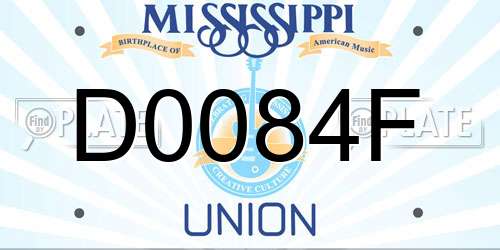 D0084F Mississippi License Plate