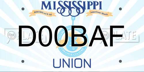 D00BAF Mississippi License Plate