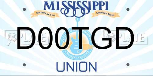 D00TGD Mississippi License Plate