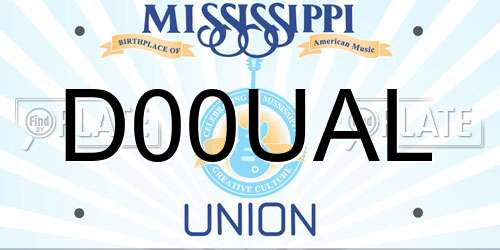 D00UAL Mississippi License Plate