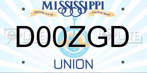 D00ZGD Mississippi License Plate