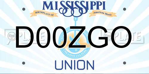 D00ZGO Mississippi License Plate
