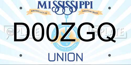 D00ZGQ Mississippi License Plate