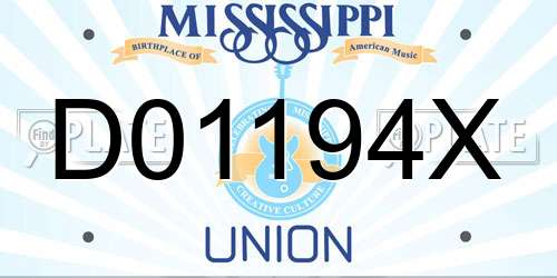 D01194X Mississippi License Plate