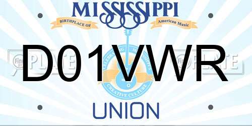 D01VWR Mississippi License Plate