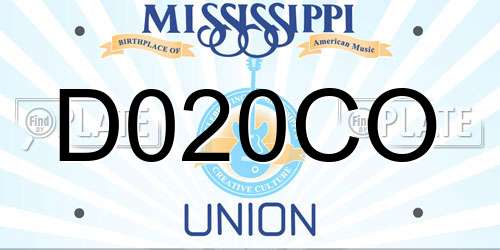 D020CO Mississippi License Plate