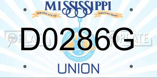 D0286G Mississippi License Plate