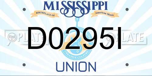 D0295I Mississippi License Plate