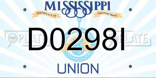 D0298I Mississippi License Plate