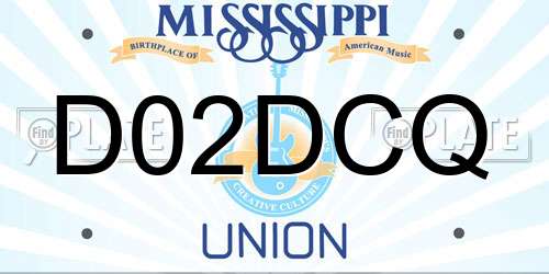 D02DCQ Mississippi License Plate