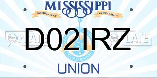 D02IRZ Mississippi License Plate
