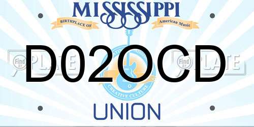 D02OCD Mississippi License Plate