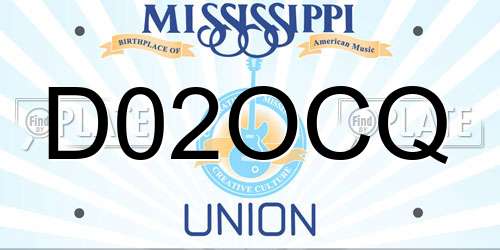 D02OCQ Mississippi License Plate