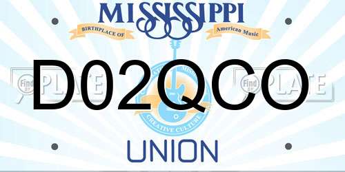 D02QCO Mississippi License Plate