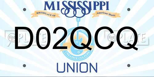 D02QCQ Mississippi License Plate