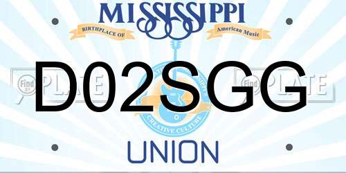 D02SGG Mississippi License Plate