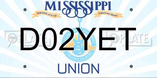 D02YET Mississippi License Plate
