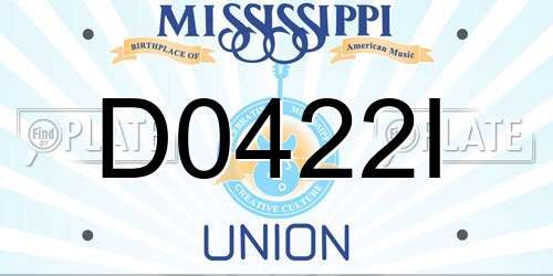 D0422I Mississippi License Plate