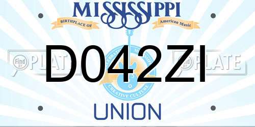 D042ZI Mississippi License Plate
