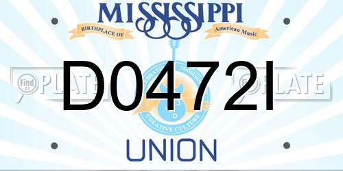 D0472I Mississippi License Plate