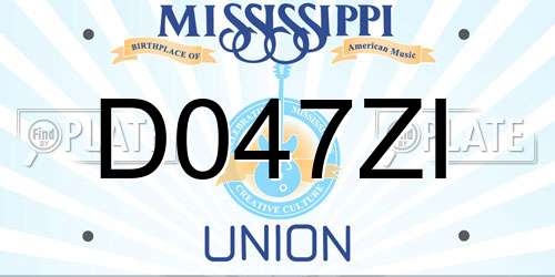 D047ZI Mississippi License Plate