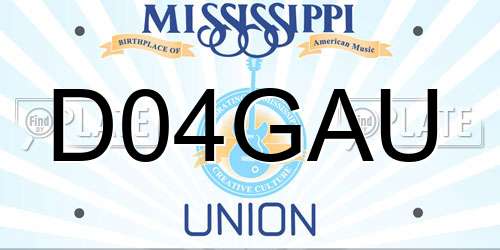 D04GAU Mississippi License Plate