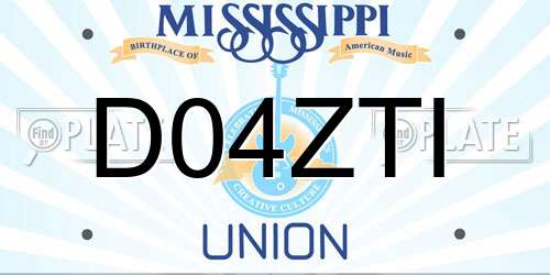 D04ZTI Mississippi License Plate