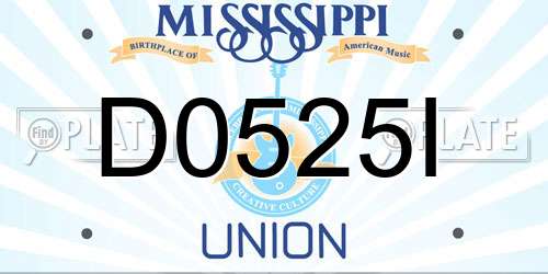 D0525I Mississippi License Plate