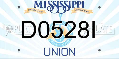 D0528I Mississippi License Plate