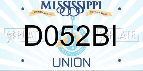 D052BI Mississippi License Plate