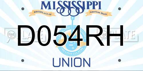 D054RH Mississippi License Plate