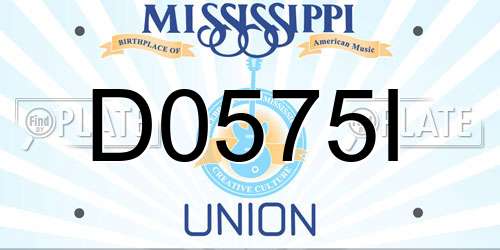 D0575I Mississippi License Plate
