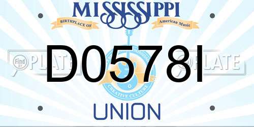 D0578I Mississippi License Plate