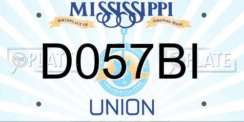 D057BI Mississippi License Plate