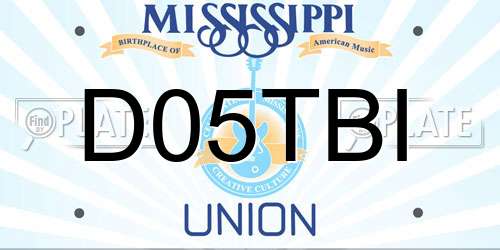 D05TBI Mississippi License Plate