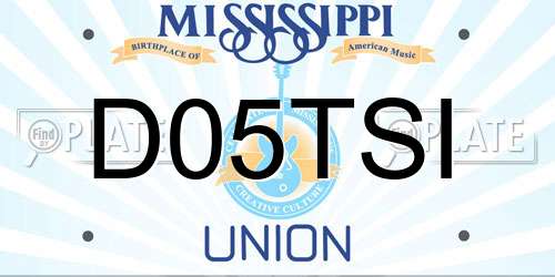 D05TSI Mississippi License Plate