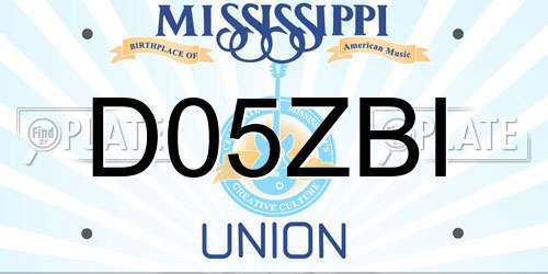 D05ZBI Mississippi License Plate