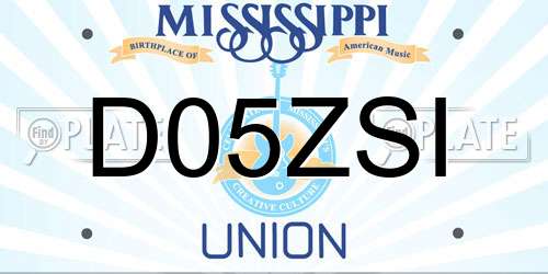 D05ZSI Mississippi License Plate