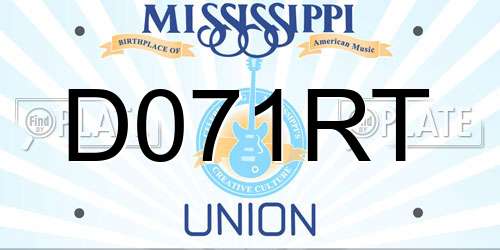 D071RT Mississippi License Plate