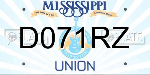 D071RZ Mississippi License Plate